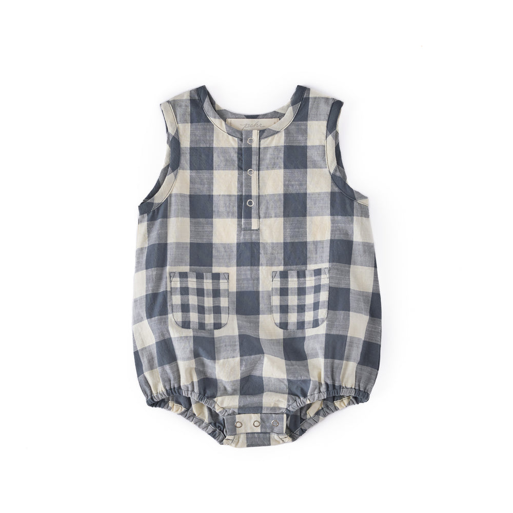 Pocket One-Piece One-Piece Pehr Canada Checkmate French Blue 0 - 3 mos. 