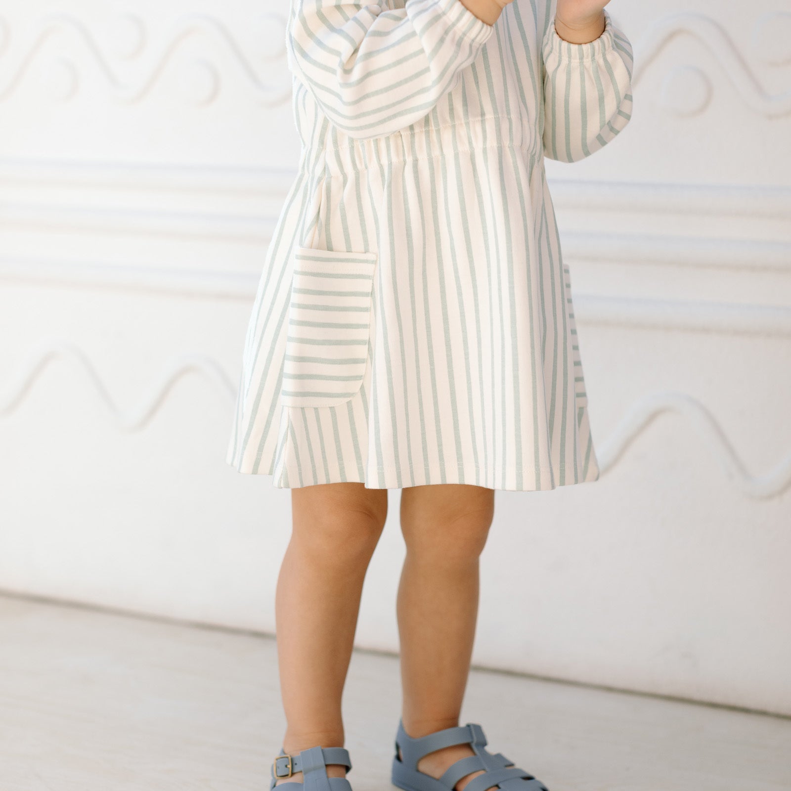 Pehr-Long Sleeve Dress-Stripes Away Olive-1