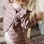 Water Repellent Ruffle Baby Smock - Thistle Stripe