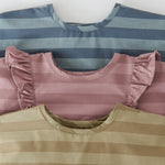 Water Repellent Ruffle Baby Smock - Thistle Stripe