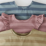 Water Repellent Ruffle Baby Smock - Thistle Stripe
