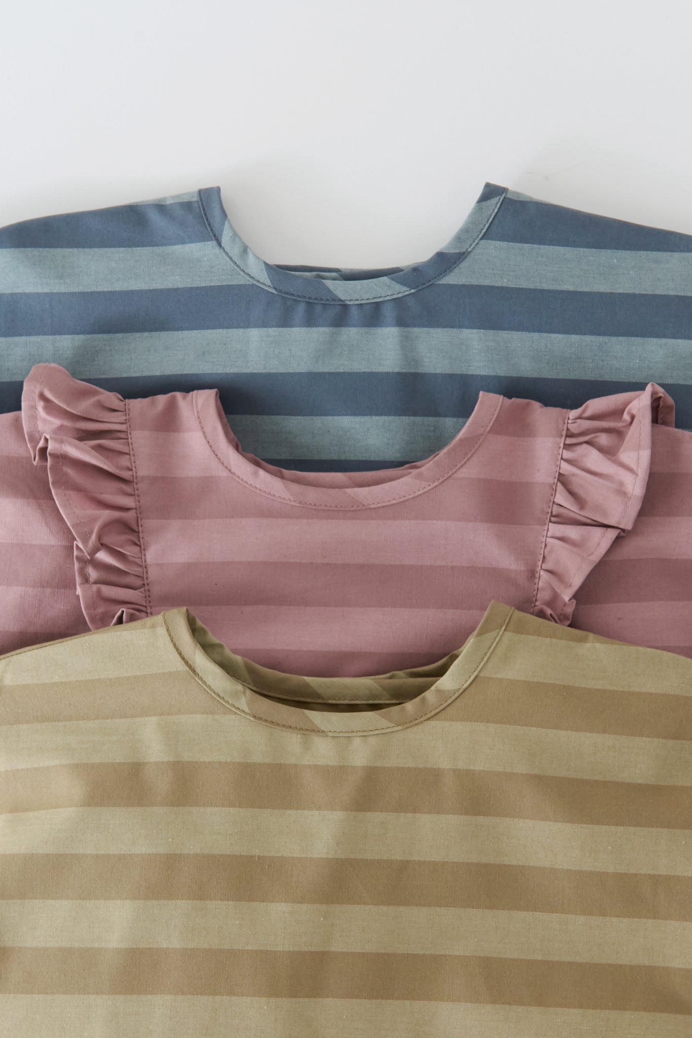 Water Repellent Ruffle Baby Smock - Thistle Stripe