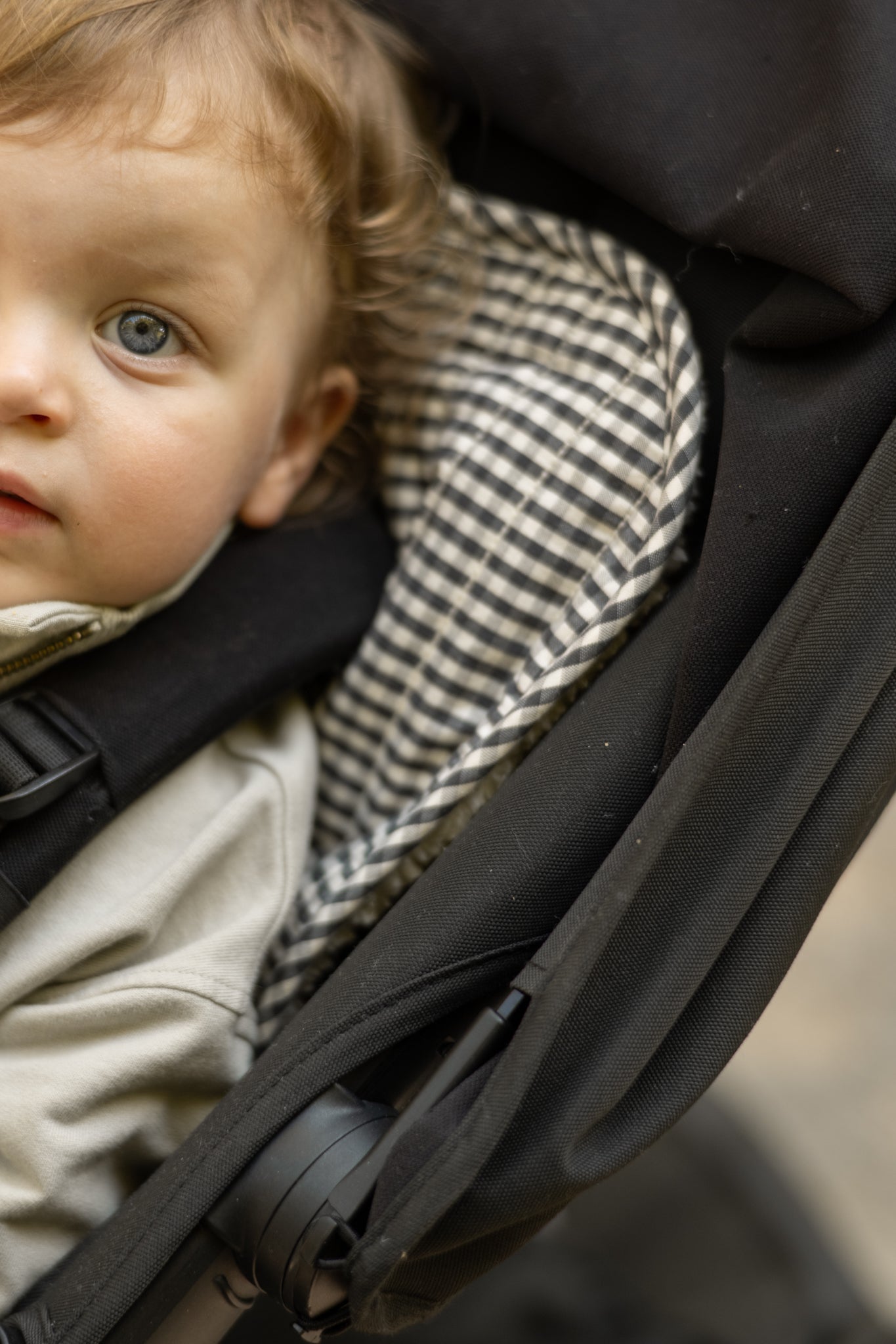 Pehr-Reversible Stroller Insert-Gingham Indigo /Sherpa-5