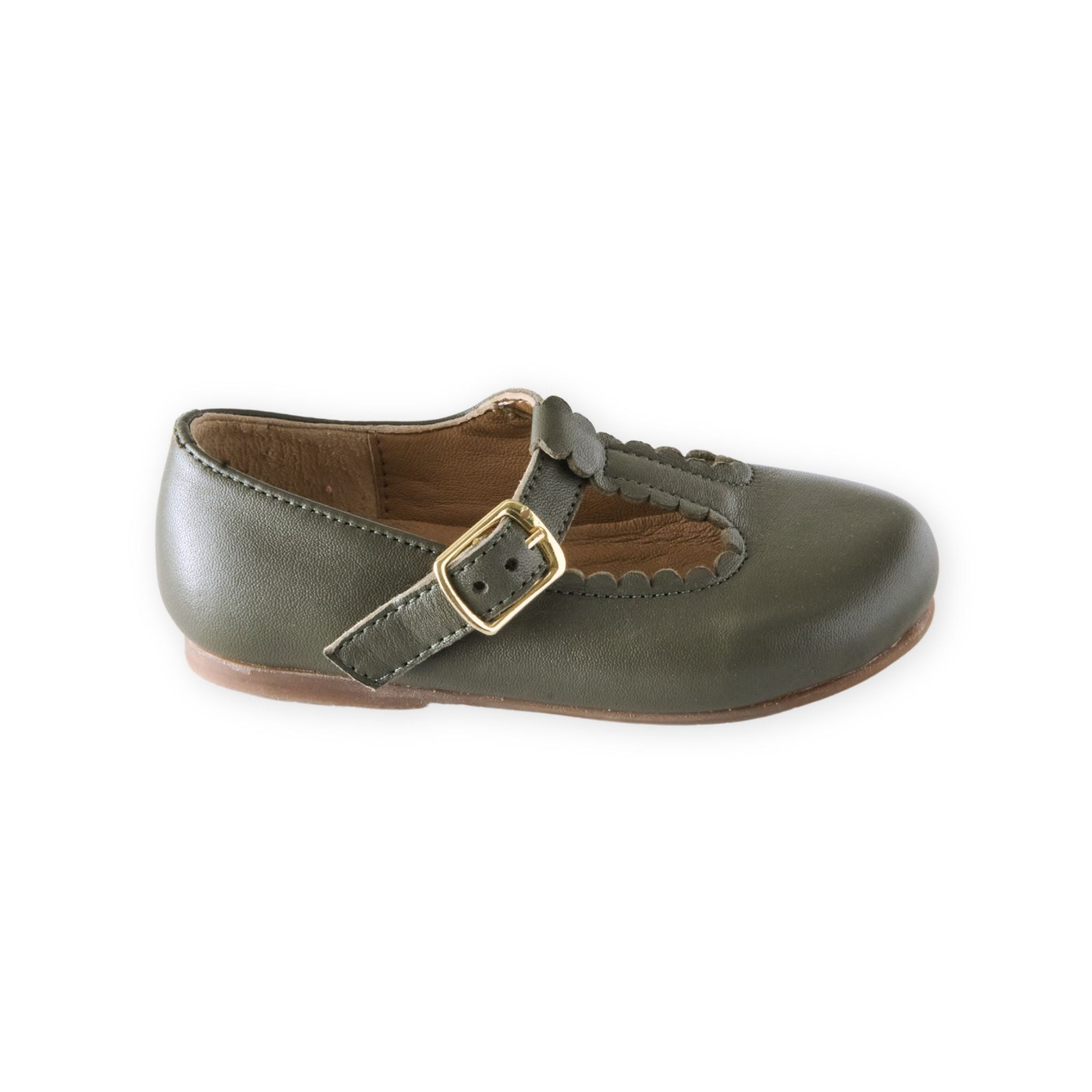 Pehr-Leather Twirl T-Bar Flat-Olive-5