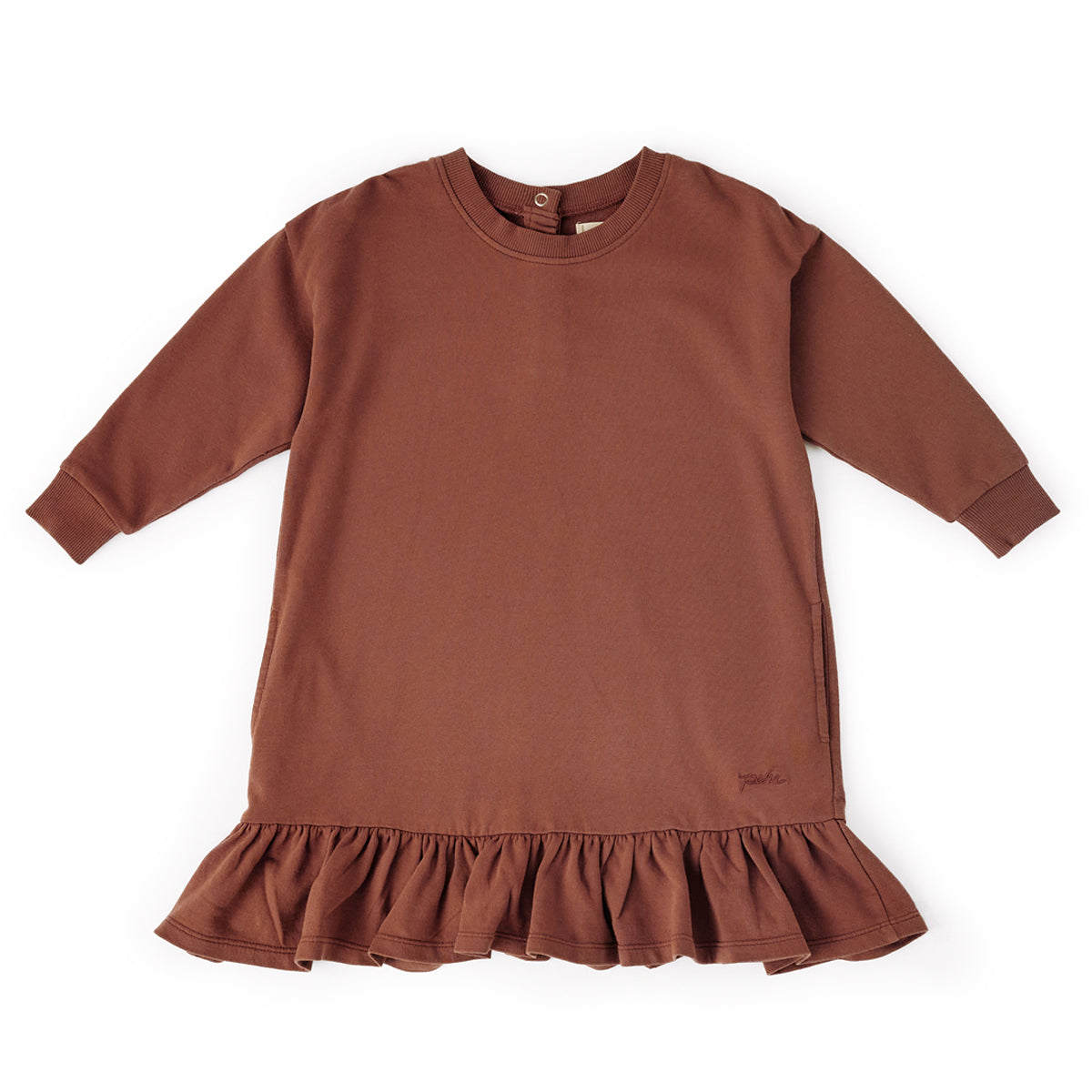 Kids French Terry Ruffle Hem Dress Dress Pehr Canada Clay 6 T 