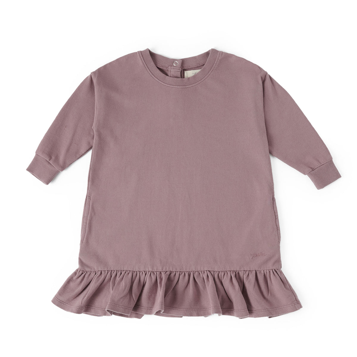 Kids French Terry Ruffle Hem Dress Dress Pehr Canada Plum 6 T 