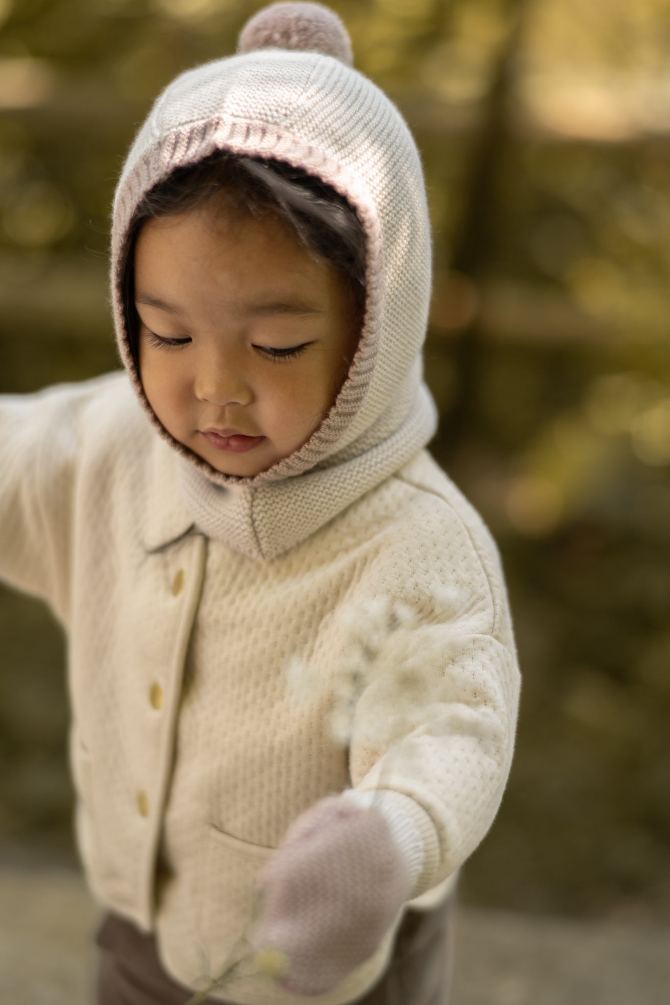 Pehr-Toddler Wool Knit Balaclava-Natural - Rose-4