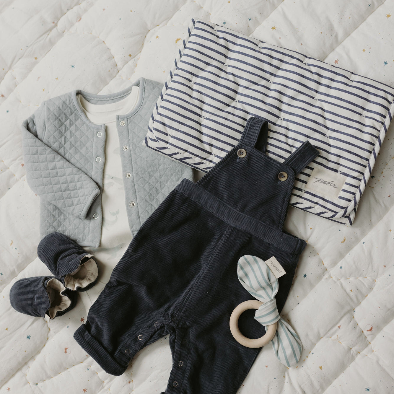 Pehr-Striped On the Go Portable Changing Pad-Stripes Away Ink Blue-3