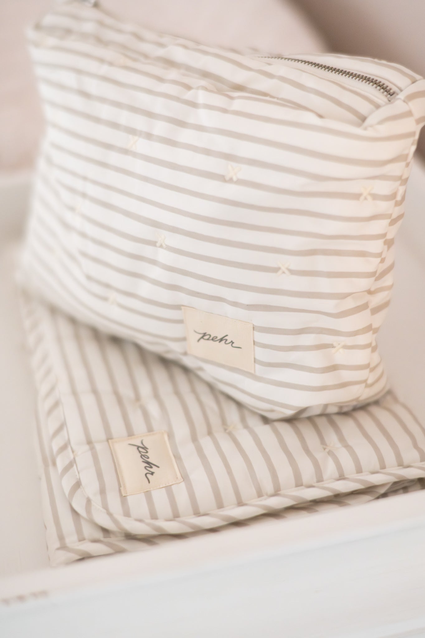 Pehr-On The Go Pouch-Stripes Away Pebble Grey-2