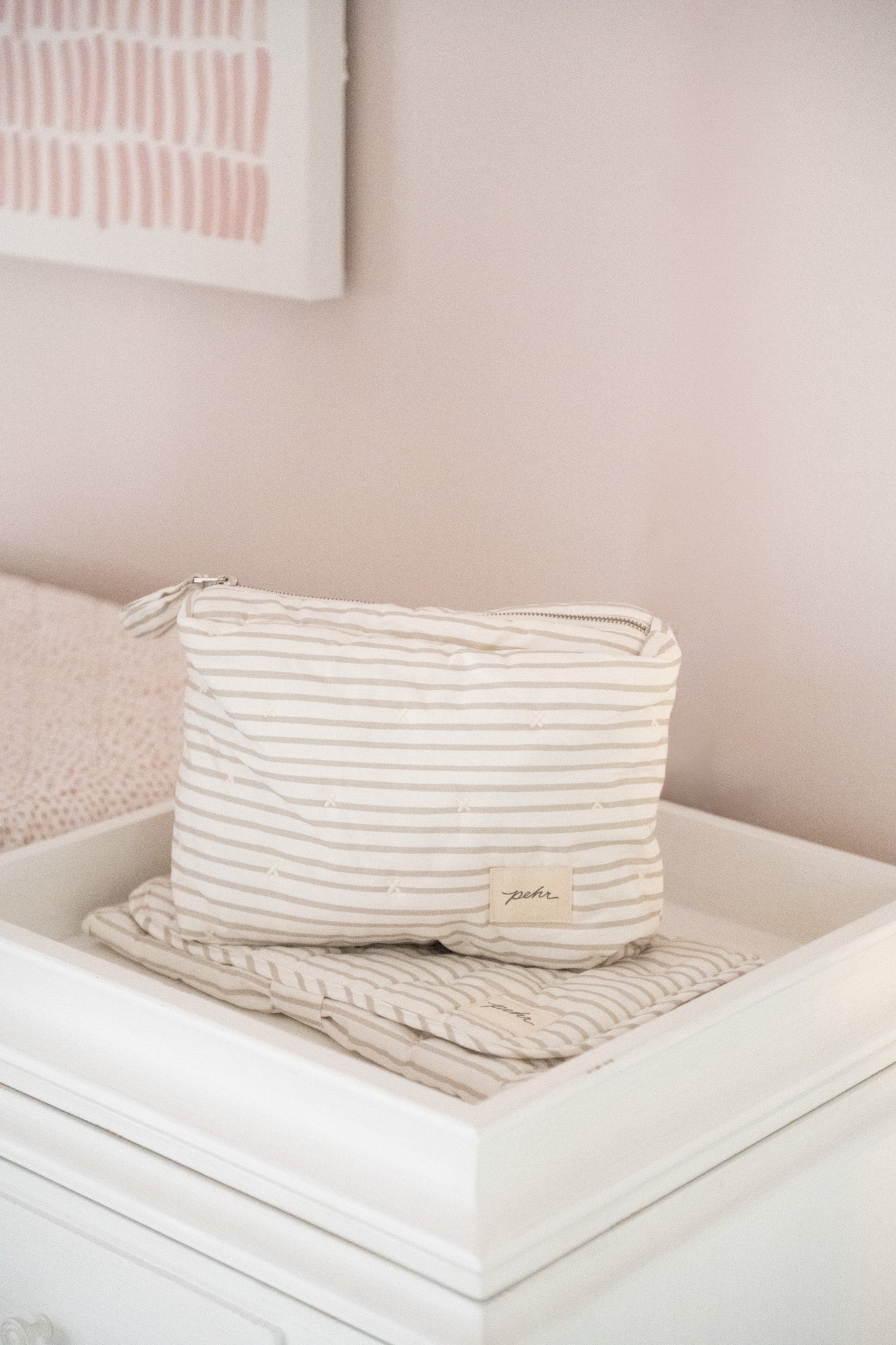 Pehr-On The Go Pouch-Stripes Away Pebble Grey-3