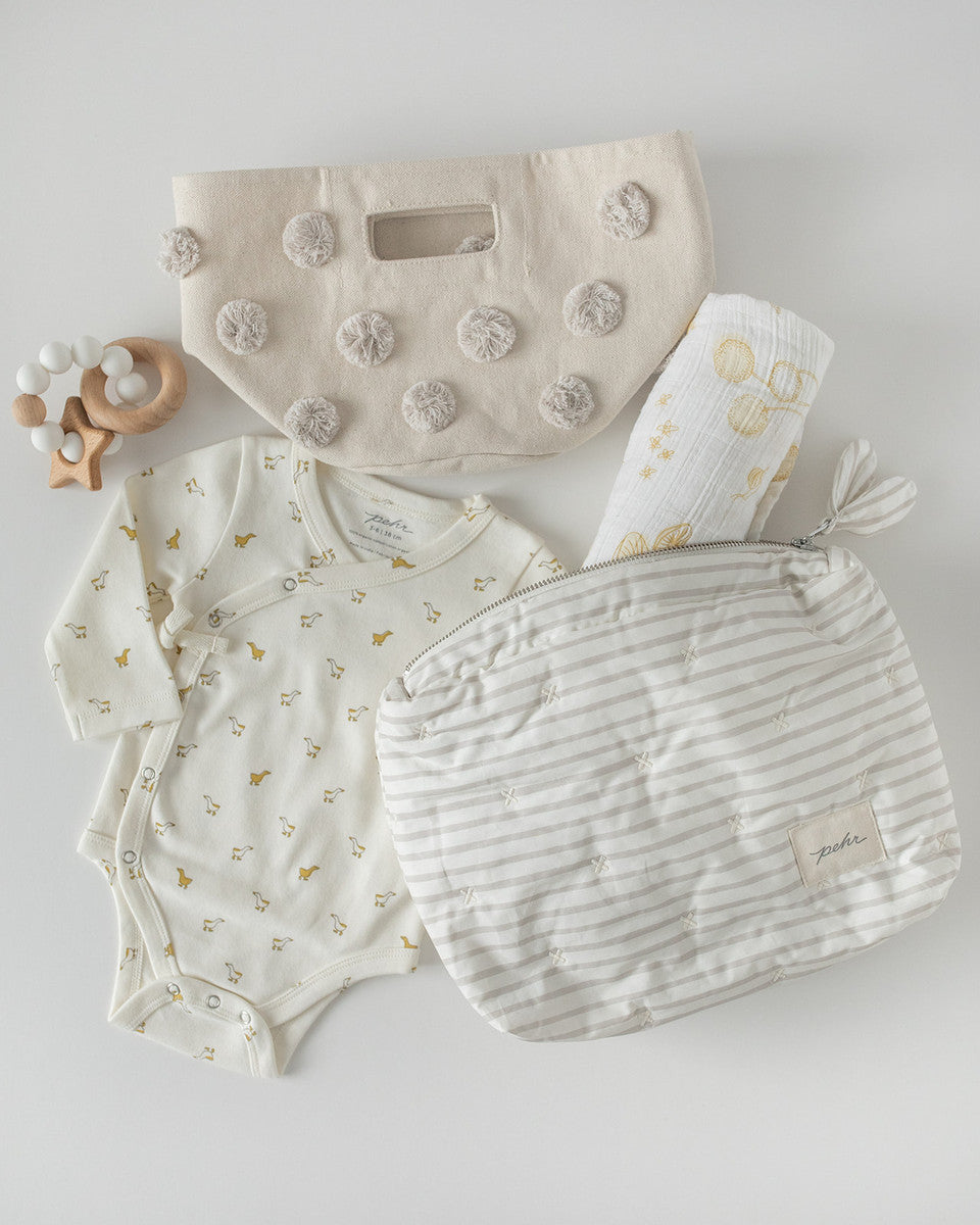 Pehr-On The Go Pouch-Stripes Away Pebble Grey-4