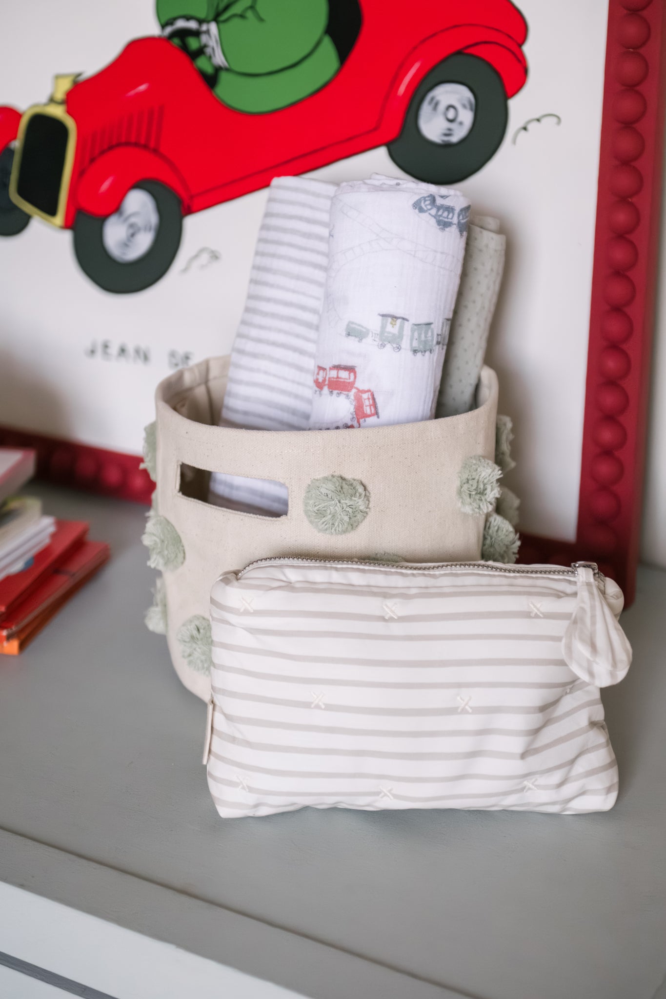 Pehr-On The Go Mini Pouch-Stripes Away Pebble Grey-2