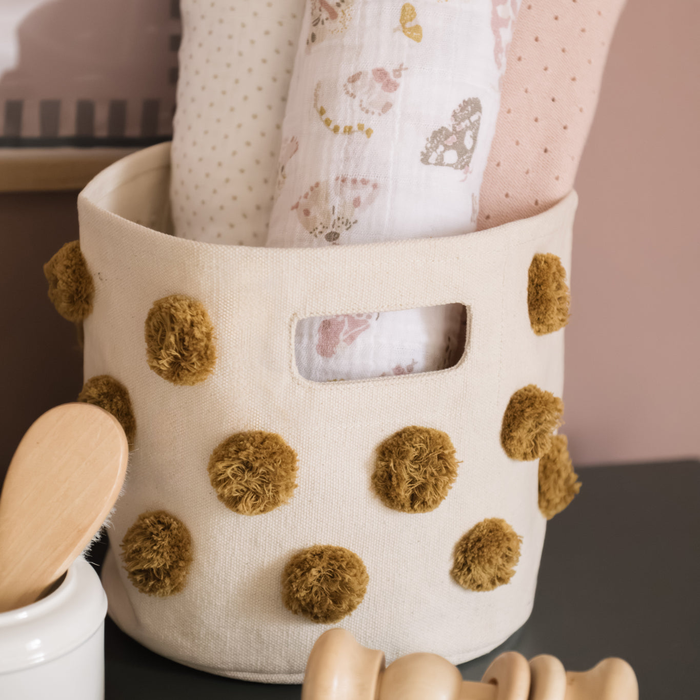 Pehr- Pom Pom Basket Mini-Dijon-2