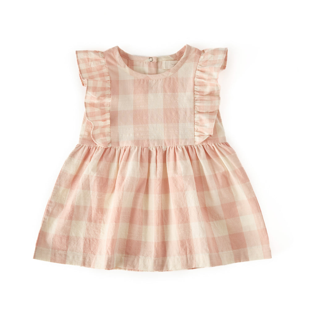 Checkmate Flutter Dress Dress Pehr Canada Checkmate Shell Pink 6 - 12 mos. 