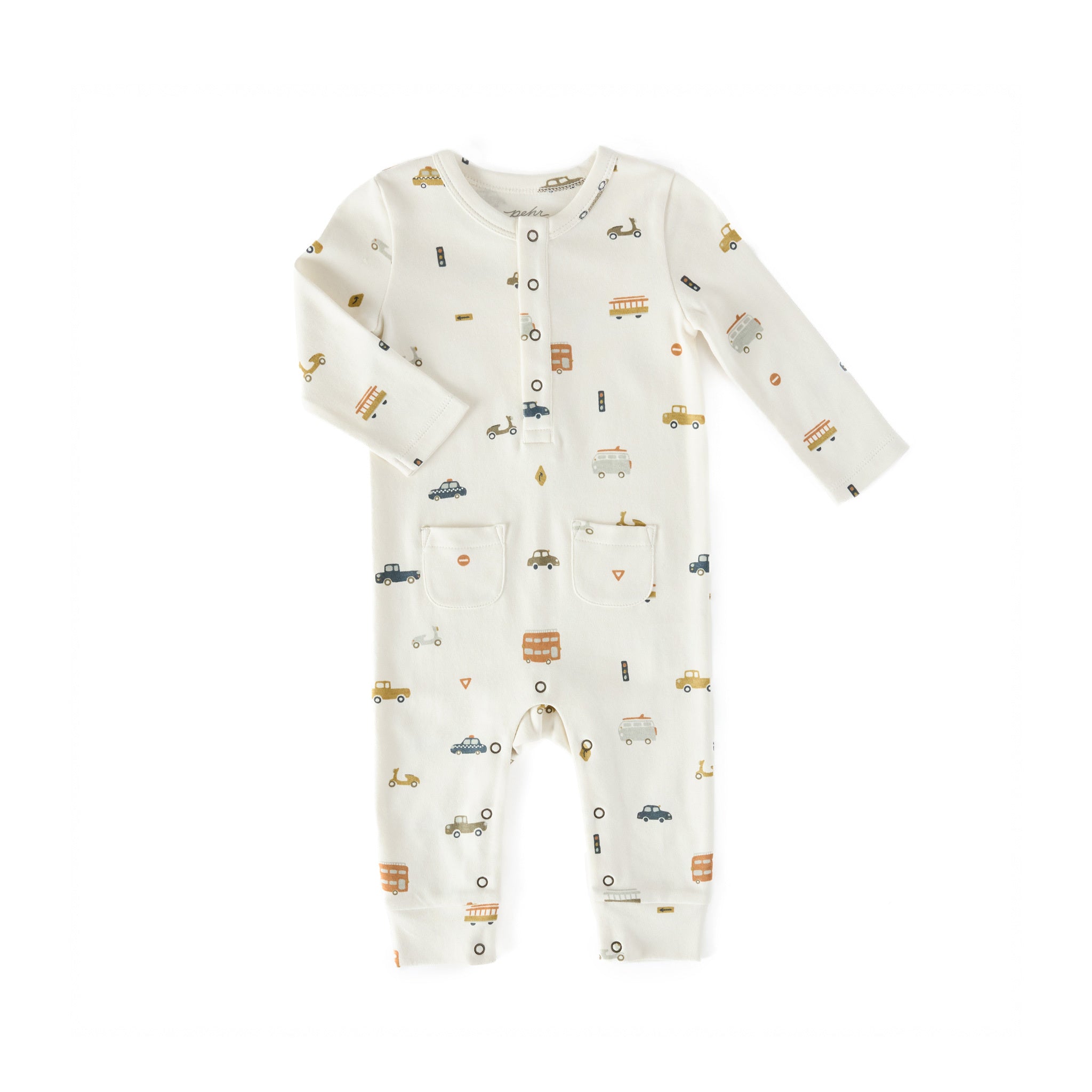 Henley Patch Pocket Romper Romper Pehr Canada Rush Hour 0 - 3 mos. 