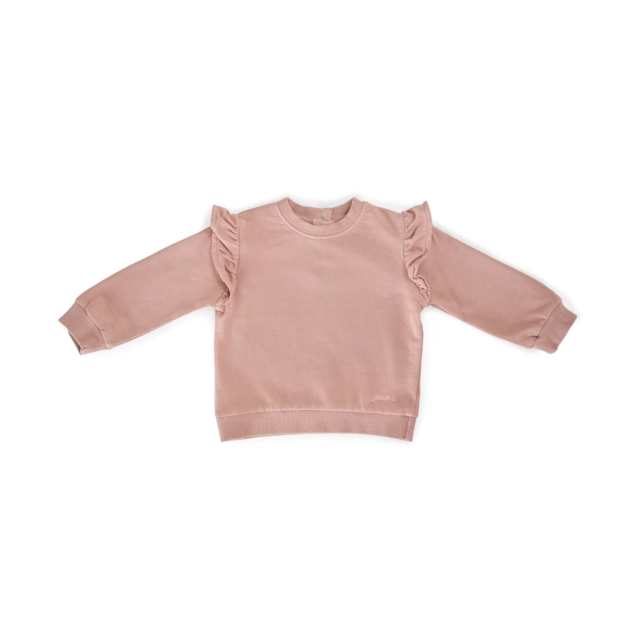 Pehr-French Terry Ruffle Sweatshirt-Soft Peony-1