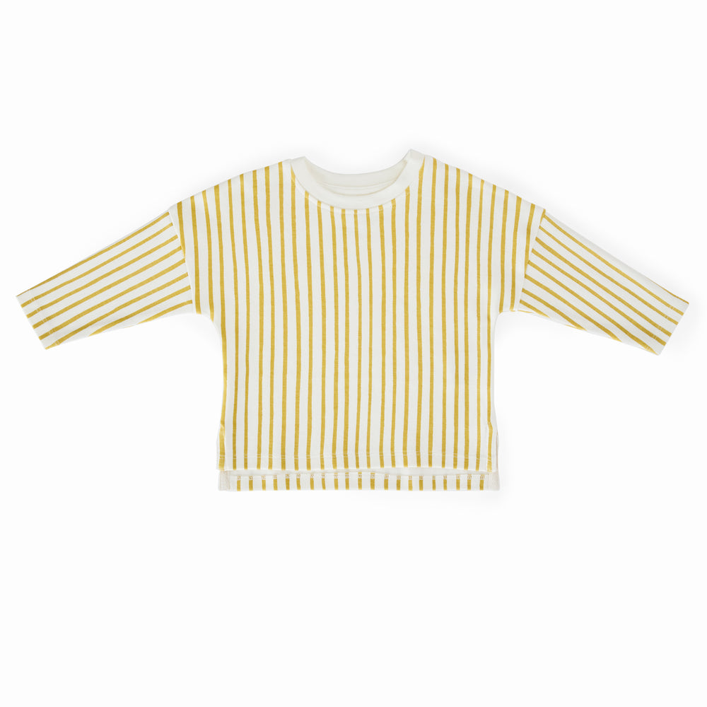 Dropped Shoulder Long Sleeve Top Pehr Canada Stripes Away Marigold 18 - 24 mos. 
