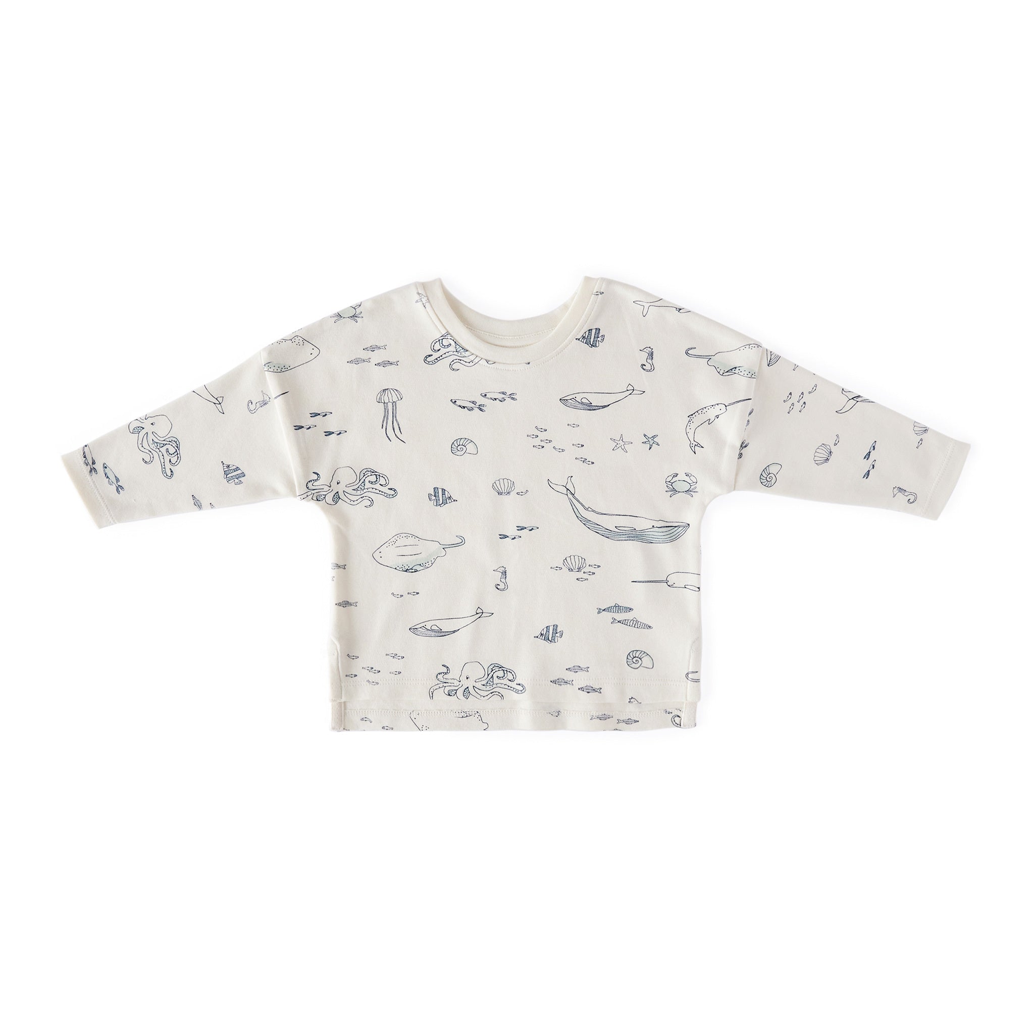 Pehr-Dropped Shoulder Long Sleeve Toddler Top-Life Aquatic-1