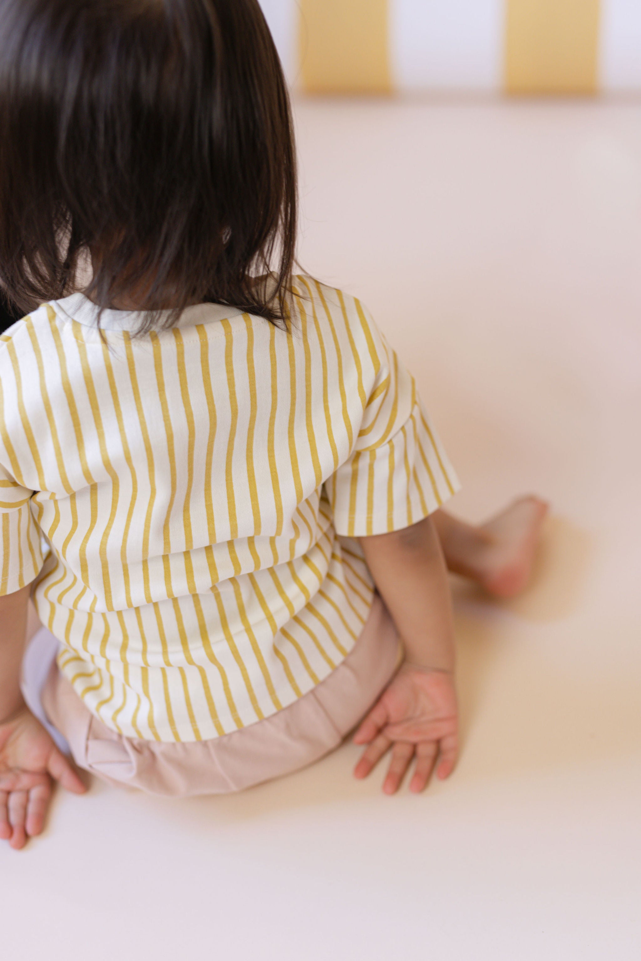 Pehr-Dropped Shoulder Short Sleeve T-Shirt-Stripes Away Marigold-3