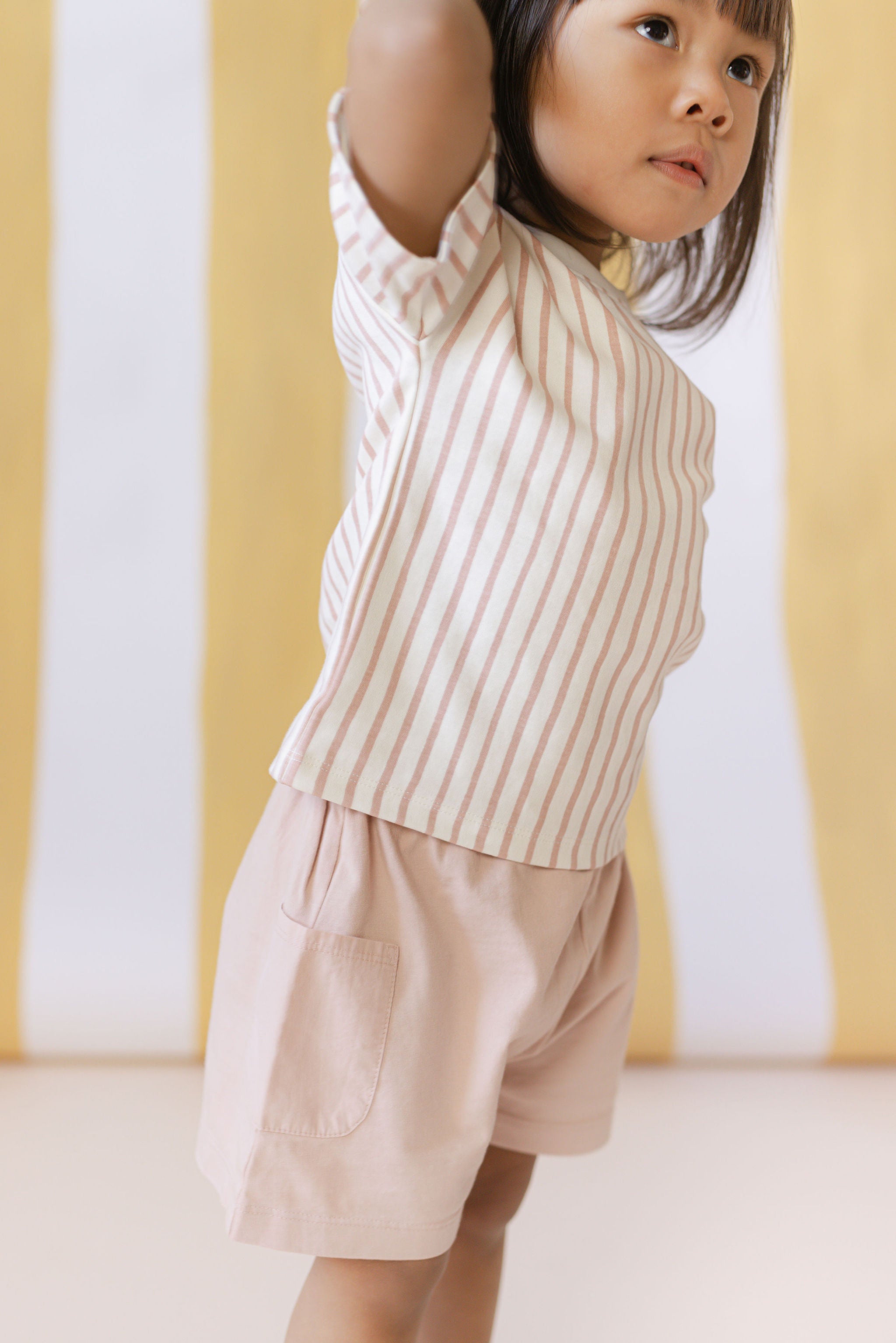 Pehr-Dropped Shoulder Short Sleeve T-Shirt-Stripes Away Peony-2