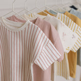 Pehr-Dropped Shoulder Short Sleeve T-Shirt-Stripes Away Peony-4