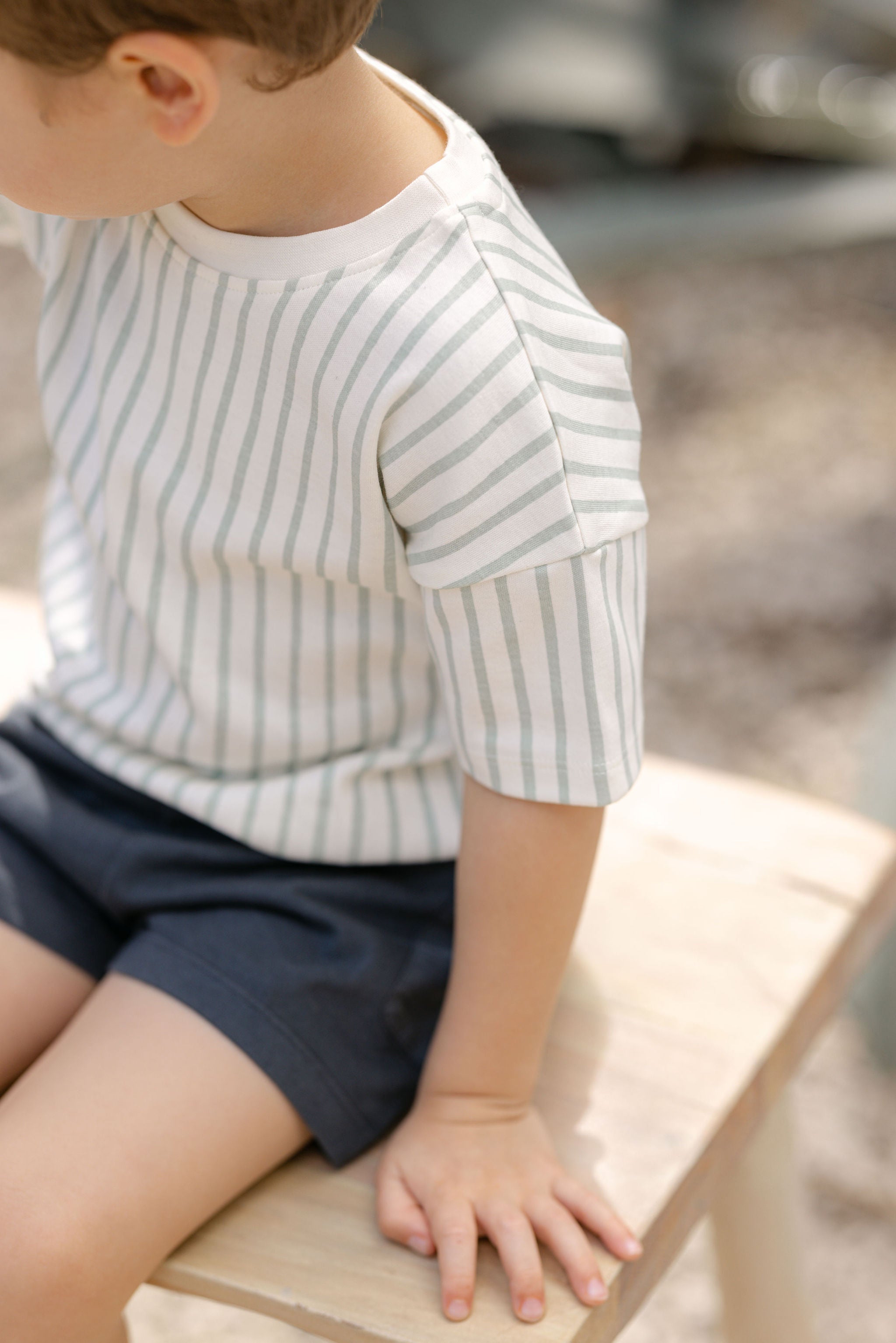 Pehr-Dropped Shoulder Short Sleeve T-Shirt-Stripes Away Sea-3