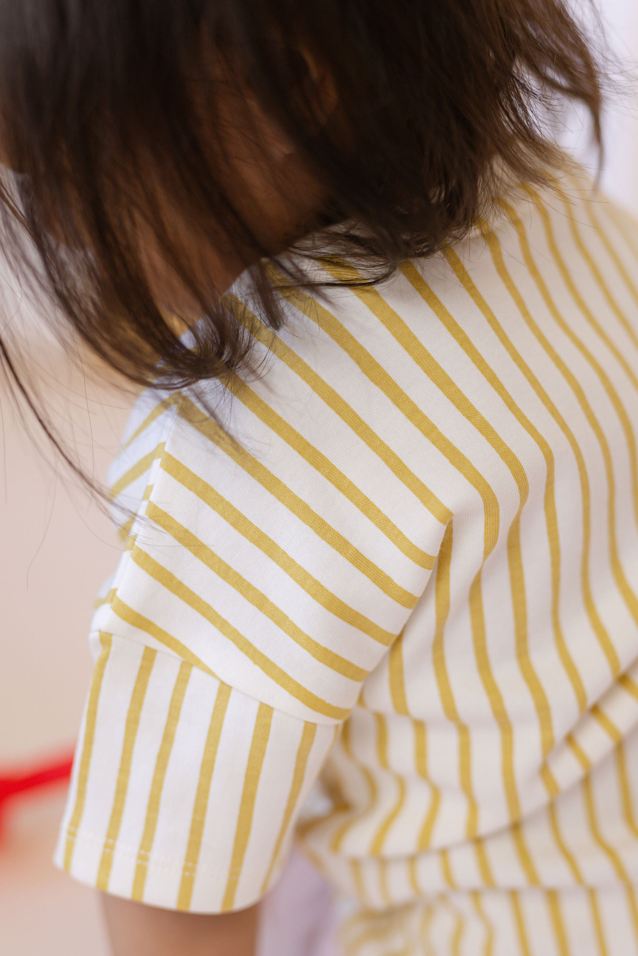 Pehr-Dropped Shoulder Short Sleeve T-Shirt-Stripes Away Marigold-2