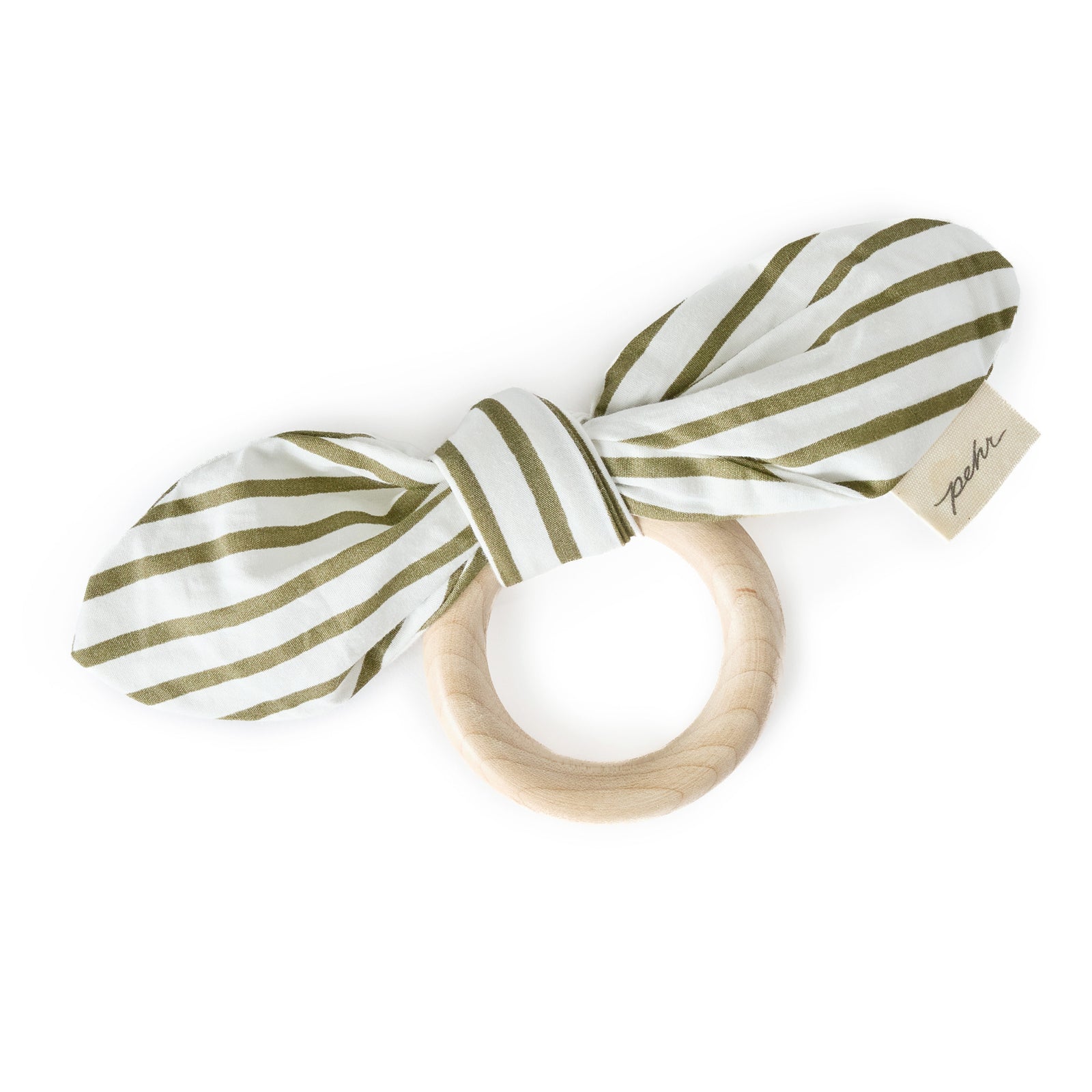 Striped On The Go Teether Teether Pehr Stripes Away Olive  