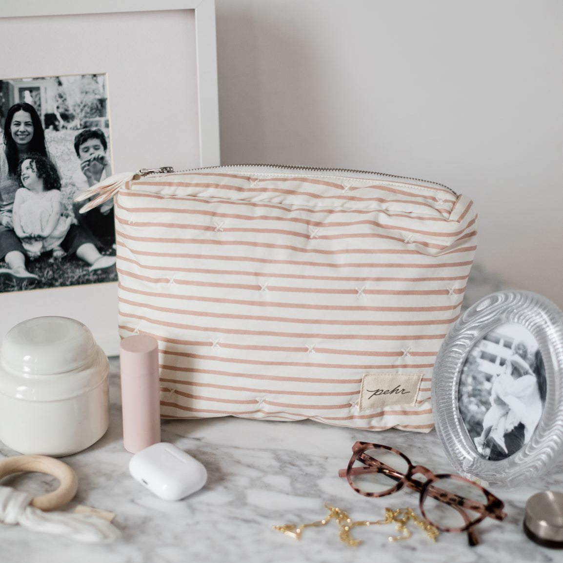 Pehr-On The Go Pouch-Stripes Away Rose Pink Medium-3