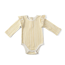 Long Sleeve Ruffle One-Piece One-Piece Pehr Stripes Away Marigold 0 - 3 mos. 