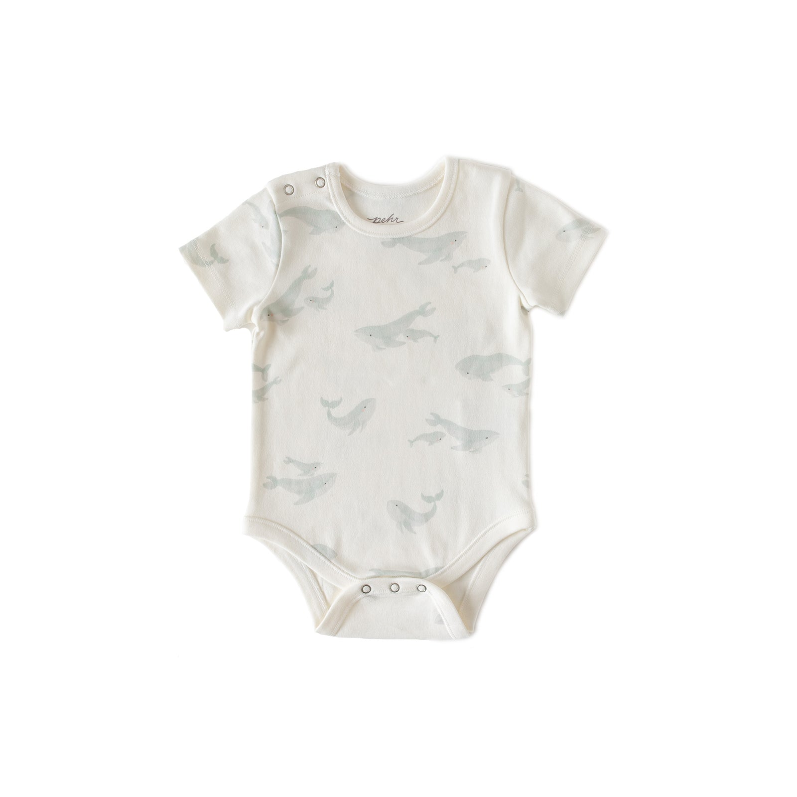 Short Sleeve Shoulder Snap One-Piece One-Piece Pehr Follow Me Whale 0 - 3 mos. 