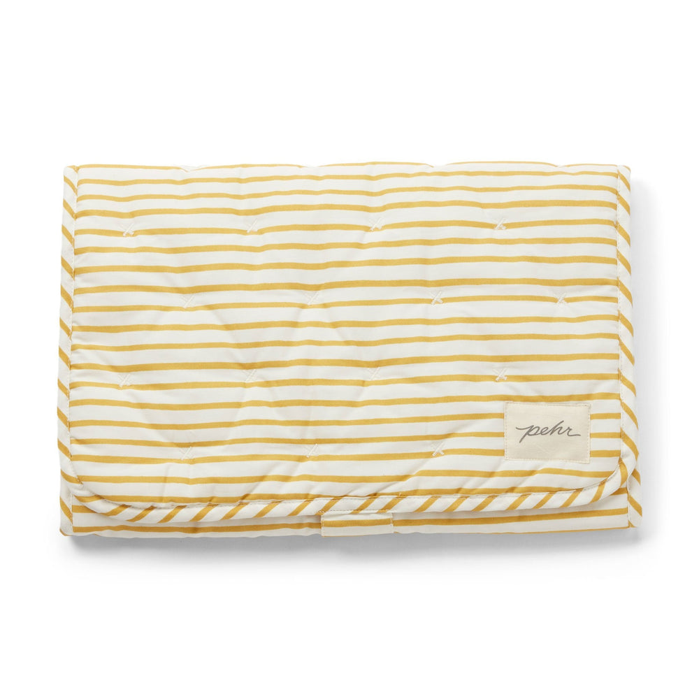 Striped On the Go Portable Changing Pad Changing Pad Pehr Stripes Away Marigold One Size 