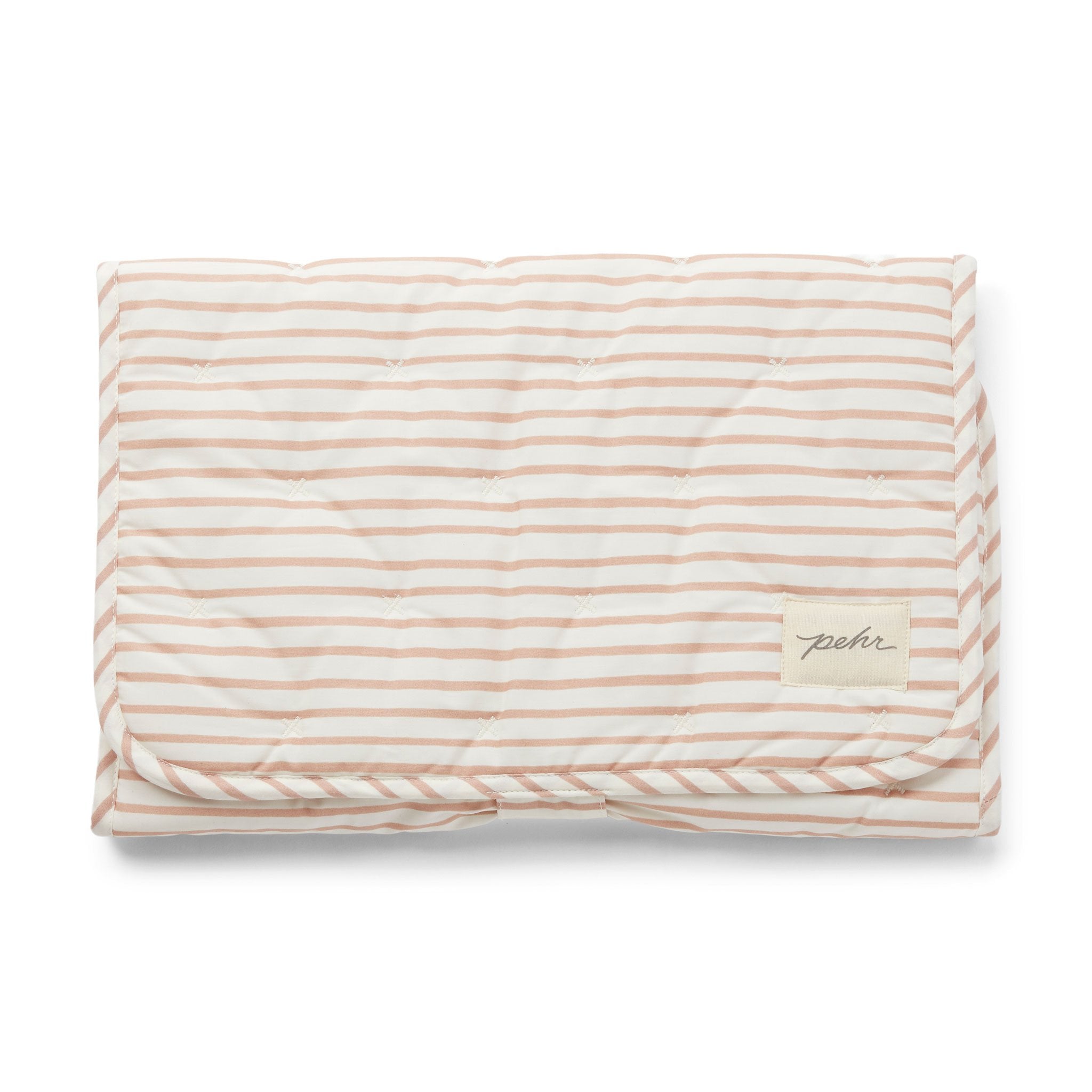 Striped On the Go Portable Changing Pad Changing Pad Pehr Stripes Away Rose Pink One Size 